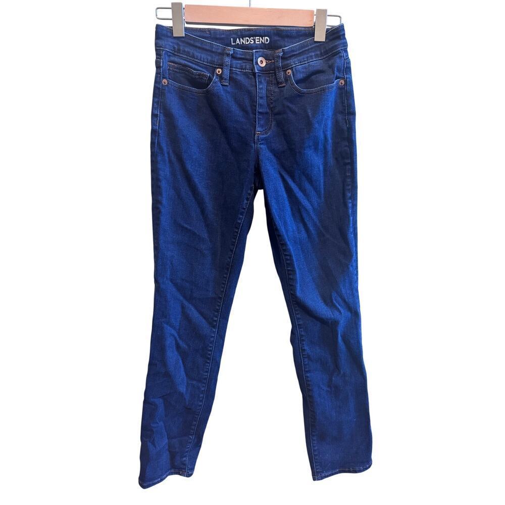 Lands' End Women's Mid Rise Straight Leg Blue Jeans Sz 2